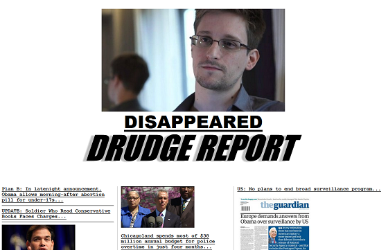 Drudge NSA leaker Edward Snowden 6-11-13