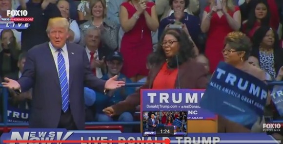 Donald Trump meets  Lynette Hardaway and Rochelle Richardson 